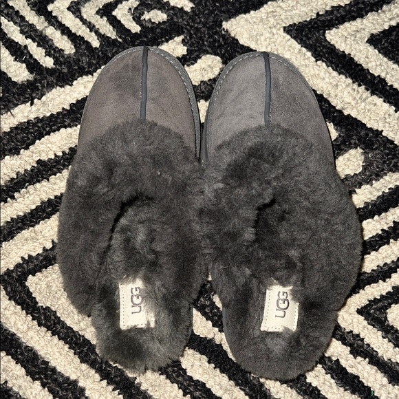 UGG Women's Gray Sheepskin Slippers - Picture 3 of 7